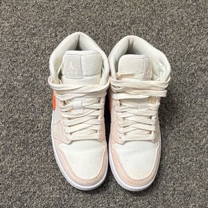 Air Jordan High-Top Sneakers in Cream and Orange